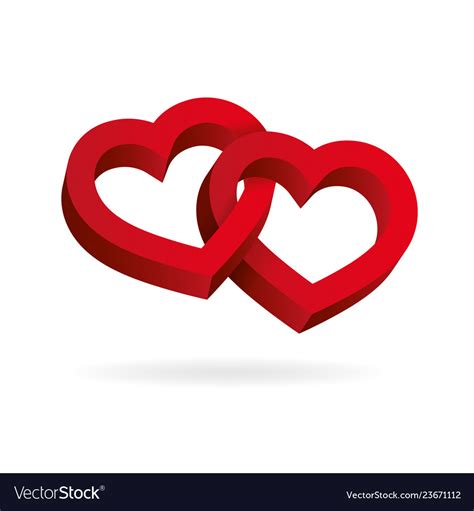 Two Hearts Intertwined On White Background Vector Image