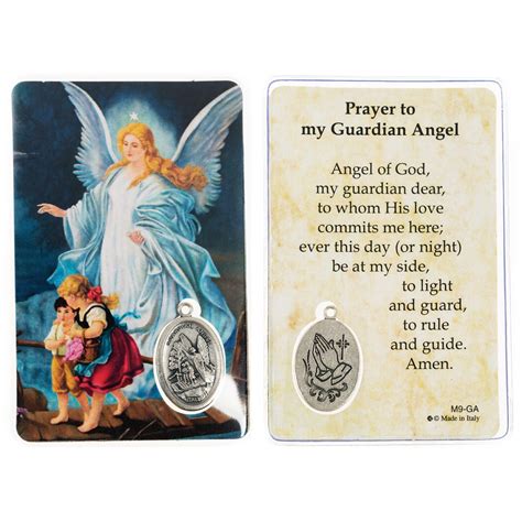 Laminated Guardian Angel Prayer Card With Medal The Catholic Company®