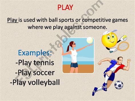 Esl English Powerpoints Difference Of Play Do And Go For Sports