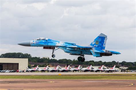 Ukrainian Air Force Su 27 Flanker Lands At Raf Fairford Editorial Stock
