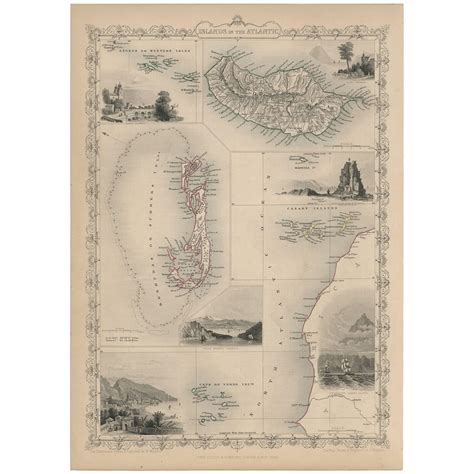 Antique Map Of African Islands In The Mediterranean Sea And The