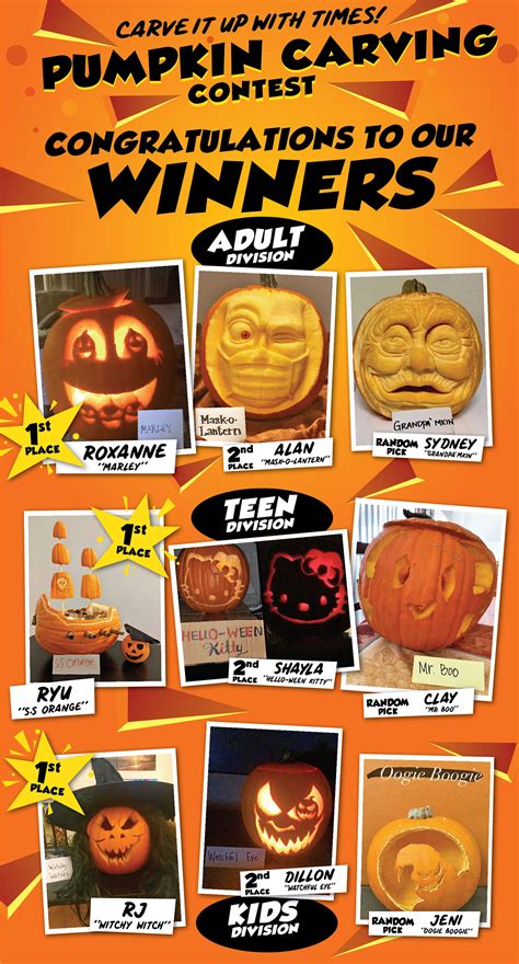 Pumpkin Carving Contest Winners Times Supermarket