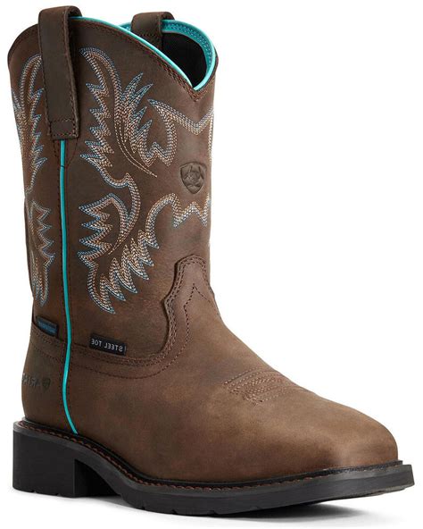 Ariat Womens Krista Waterproof Western Work Boots Steel Toe