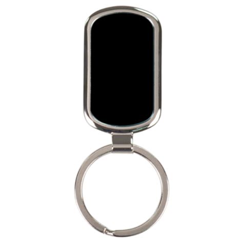 Black Rectangle Laserable Metal Keychain