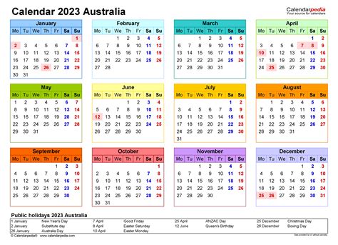 Australia Calendar 2023 Free Printable Excel Templates Free Printable