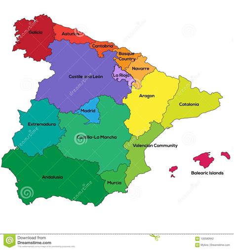 Spanien ist in vielerlei hinsicht ein interessantes reiseland. Spanien-Regionen Auch Im Corel Abgehobenen Betrag Vektor ...
