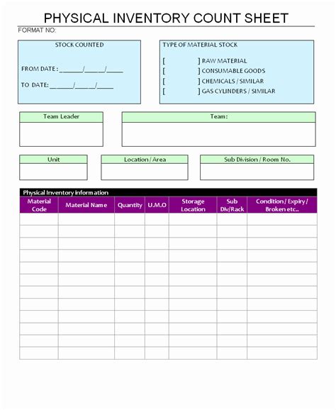 48 Physical Inventory Count Sheet Templates