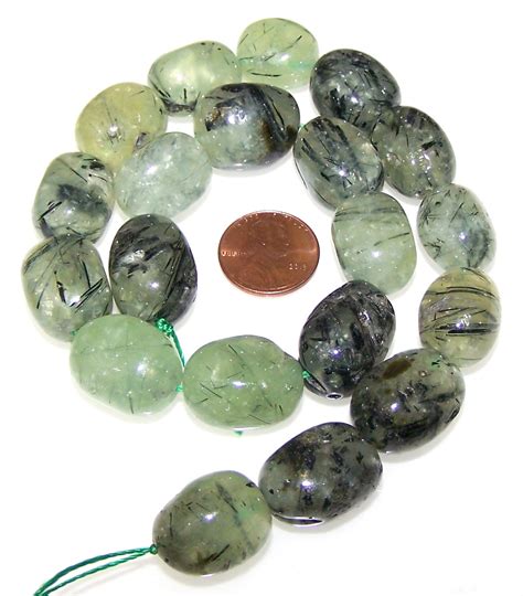 1 Strand Of Semiprecious Gemstone Large Nugget Beads Prehnite
