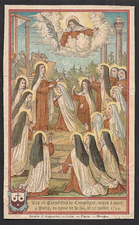 16 Carmelite Martyrs Antique Holy Card Carmelite Saints Catholic Faith