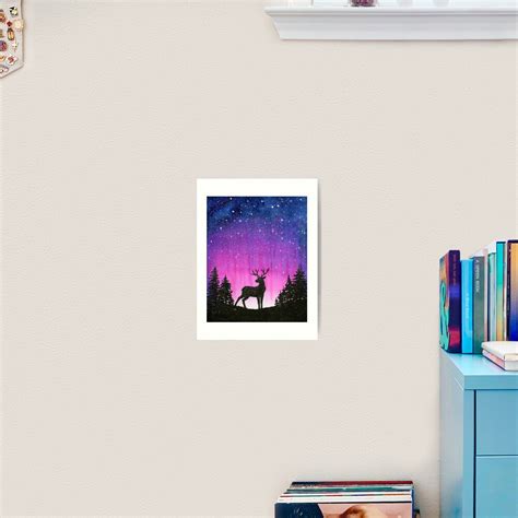 Galaxy Forest Reindeer Silhouette Art Print For Sale By Olga