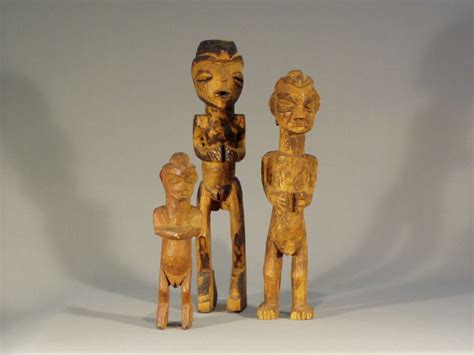 Three Antique Devotional Carved Fertility Figures African Wood Dr Congo Catawiki