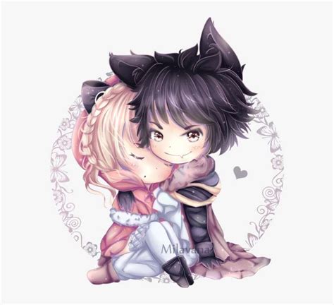 Anime Wolf Boy Chibi Anime Cute Chibi Wolves Couple Png