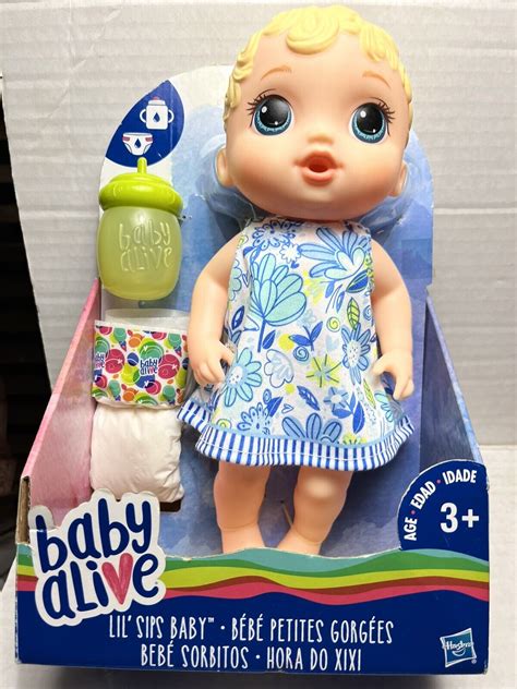 Baby Alive Lil Sips Baby Blond Hair Doll Drinks And Wets Includes Diaper
