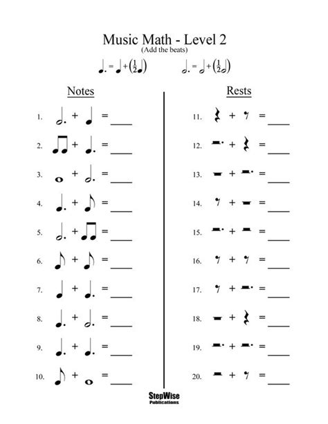 Note Value Math Worksheet