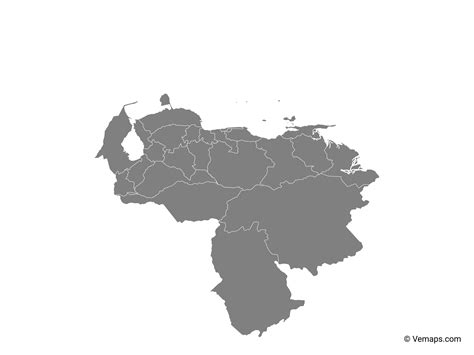 Grey Map Of Venezuela With States Free Vector Maps