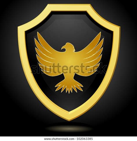 Vector Illustration Golden Shield On Black Stock Vector Royalty Free
