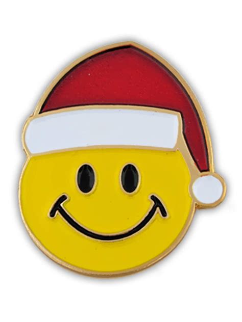 Pinmarts Christmas Santa Yellow Smiley Face Holiday Lapel Pin