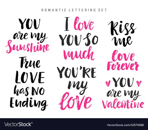 Valentines Day Romantic Phrases Collection Vector Image