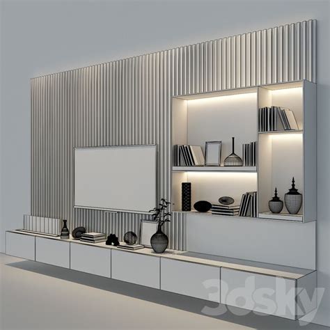 3d Models Tv Wall Tv Wall Set 137 Living Room Decor Modern Accent