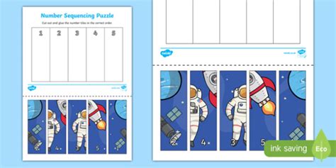 Space Themed Number Sequencing Puzzle Teacher Made