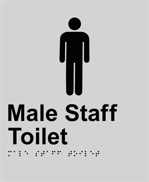 Male Staff Toilet Braille Sign Silverblack