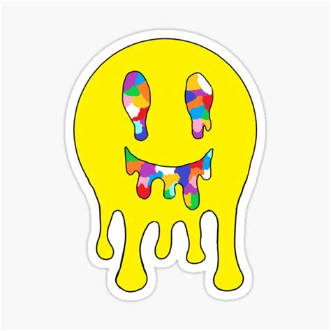 Dripping Smiley Face Sticker For Sale By Isabela Quevedo Redbubble