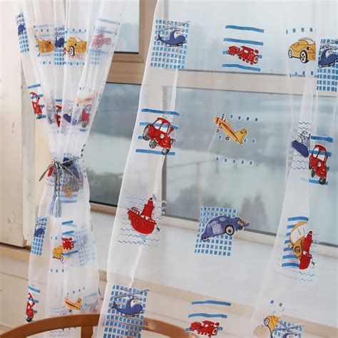 Toddler Kids Car Pattern Voile Curtains Door Room Drape Window Curtains