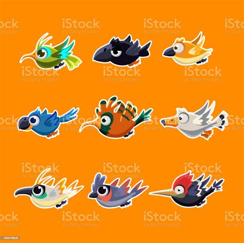 Cute Flying Birds Vector Illustration Set Stock Illustration Download