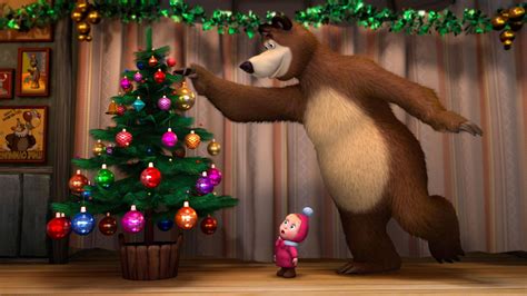 Masha And The Bear Celebrate Holidays Happy Christmas Christmas Tree