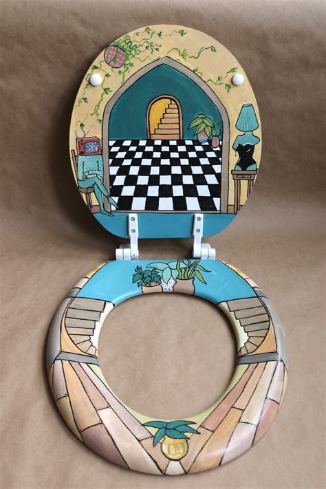 Toilet Seat Custom Hand Painted Design Colorful Functional Etsy