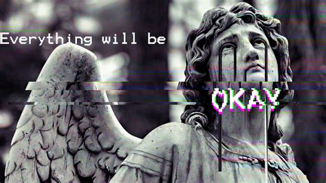 Angel Statue With Text Overlay Glitch Art Statue Vaporwave Greek