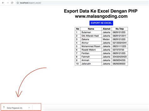 Export Data Ke Excel Dari Database Dengan Php Dan Mysqli Malas Ngoding
