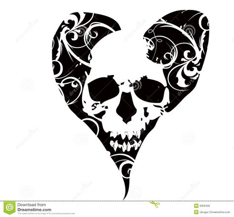 Skull In Heart Stock Vector Illustration Of Teeth Gothic 9356456