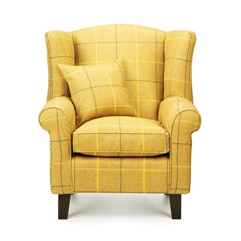 Morris Mustard Tartan Wingback Chair Sloane And Sons