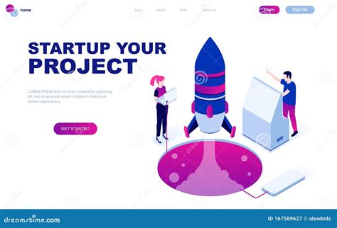 Modern Flat Design Isometric Concept Of Startup Your Project Decorated