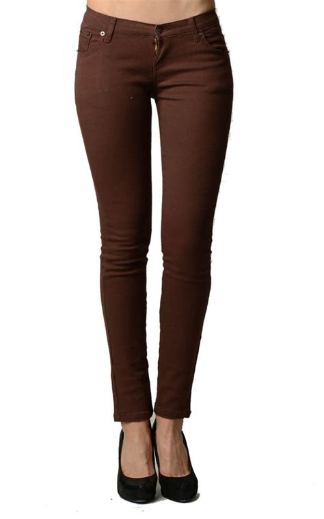 Hot Stylish Twill Brown Colored Women Denim Skinny Jeans 15 Classic