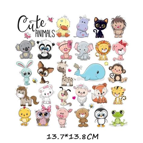 Cartoon Animal Patch Set Iron On Transfer Stickers 922 In 2021 Baby