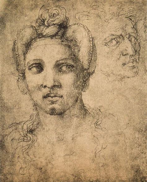 Female Head Drawing By Michelangelo Gabinetto Dei Disegni