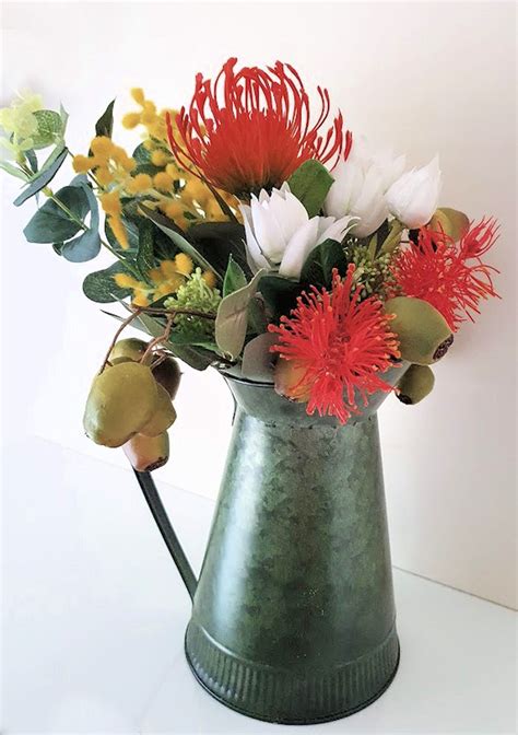 Mother's day is celebrated on the second sunday of may in australia and there is no better way to say 'thank you' to your mum than with a luxury hamper. Artificial Australian Native Flowers in Rustic Green Jug ...