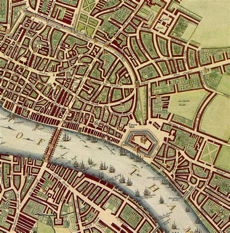 Historic 17th Century Map Of London By Whollar Restoration Etsy Uk