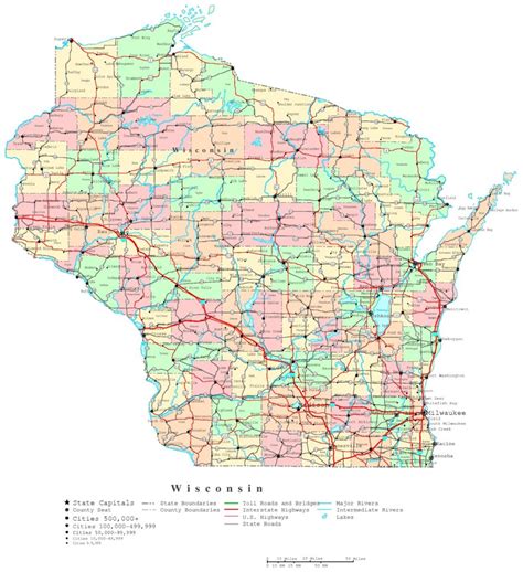 8 Free Printable Map Of Wisconsin With Cities Pdf Download World Map