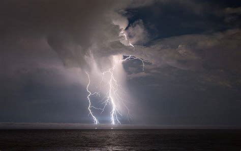 Sea Lightning Clouds Storm Wallpapers Hd Desktop And
