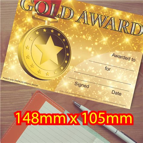 30 Gold Award Certificates A5 Card Sticker Stocker