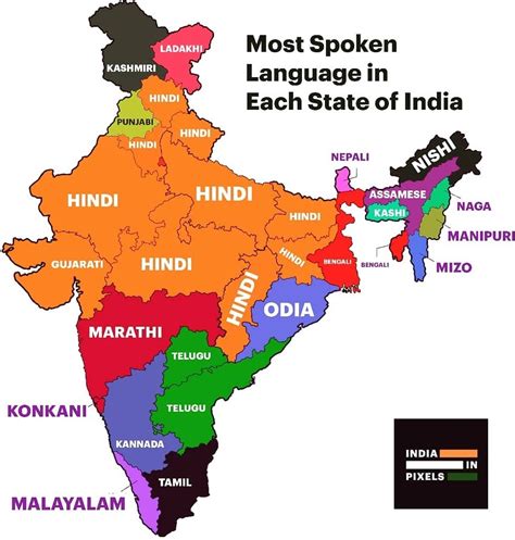 Most Spoken Language In Each Indian State Maps On The Web