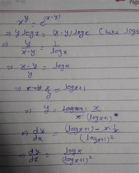 x y e x y prove that dy dx logx 1 logx 2