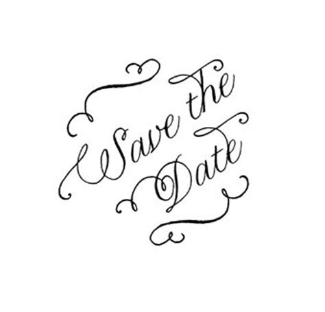 Calligraphy Save The Date Stamp Wood Mounted