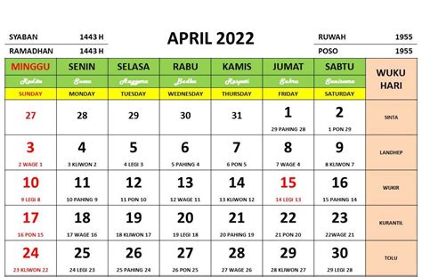 Kalender Jawa April 2021 Lengkap Art Puke