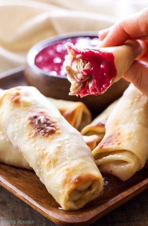 Turkey Cranberry And Brie Egg Rolls Baked Egg Rolls Stuffed With
