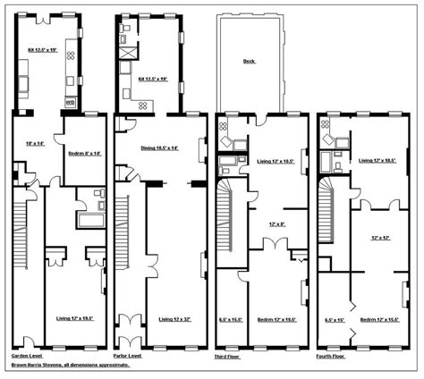 Don't be fooled by the romantic facade, this plan means business! Brownstone floorplan | Floor plans, Brownstone, Row house