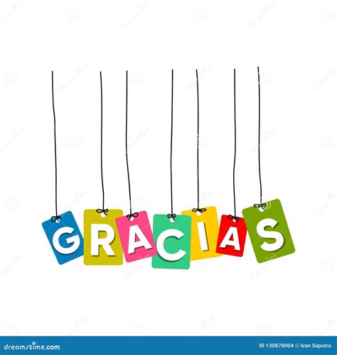 Thank You In Spain Language Hanging Words Vector Colourful Words